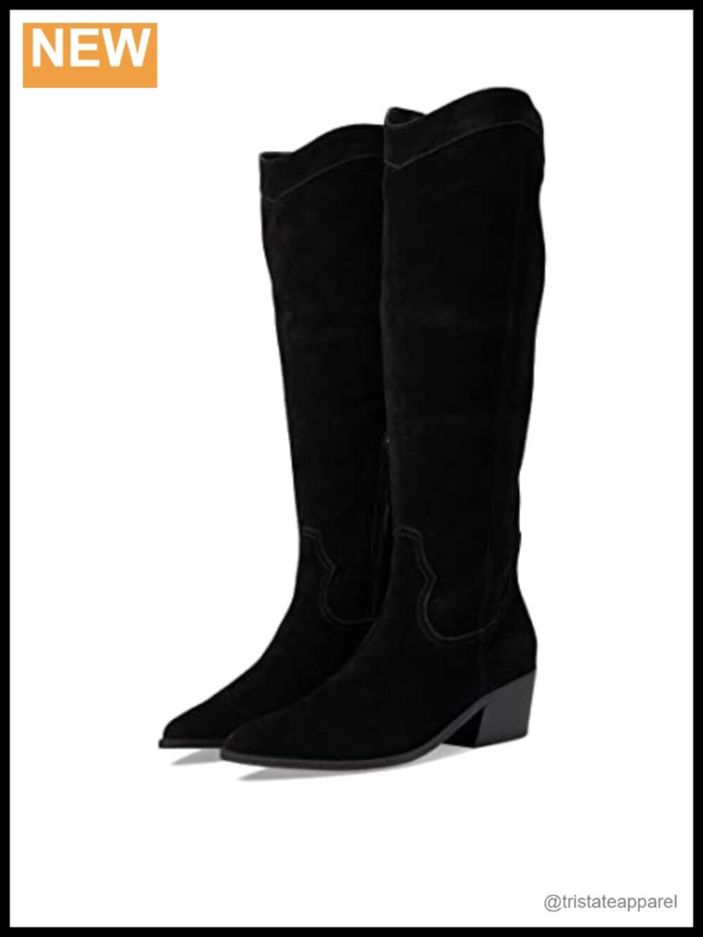 Nine West Orece Over Knee Suede Boots Block Heel Pointed Toe Zip
